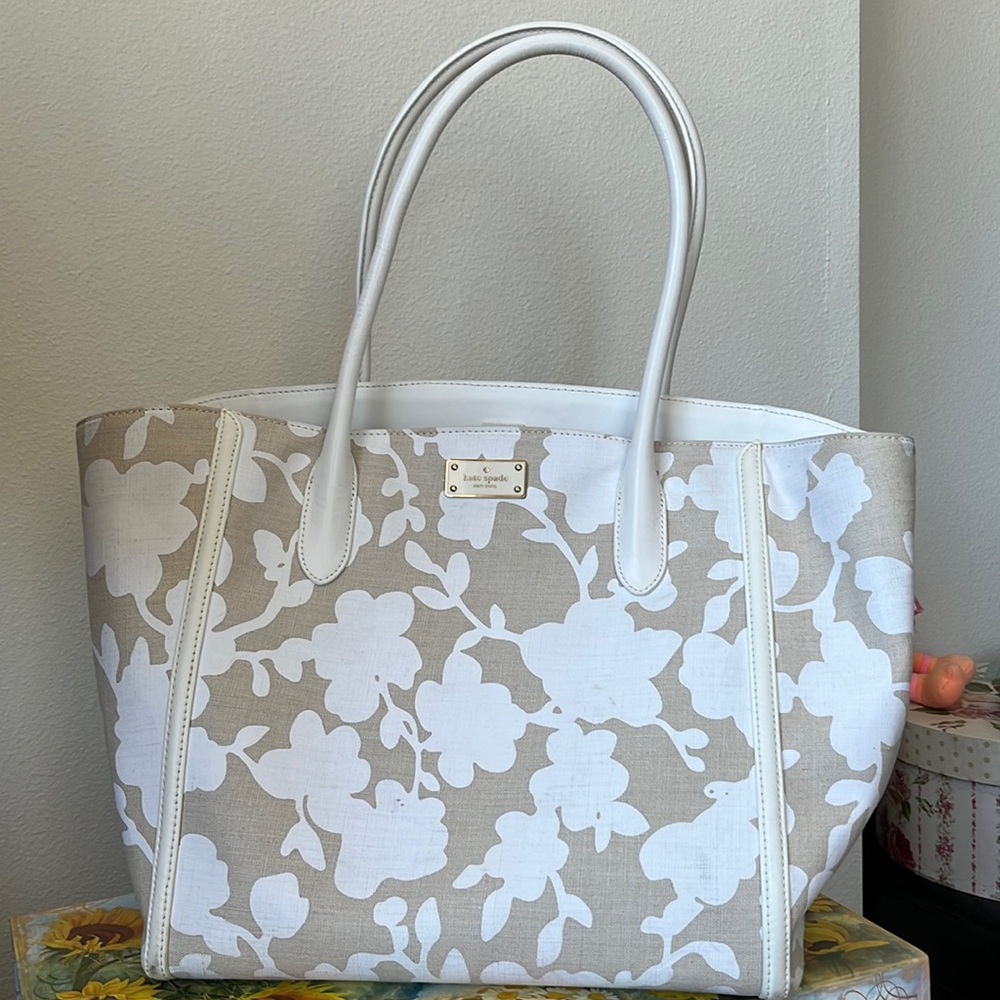 Kate Spade large canvas/leather tote